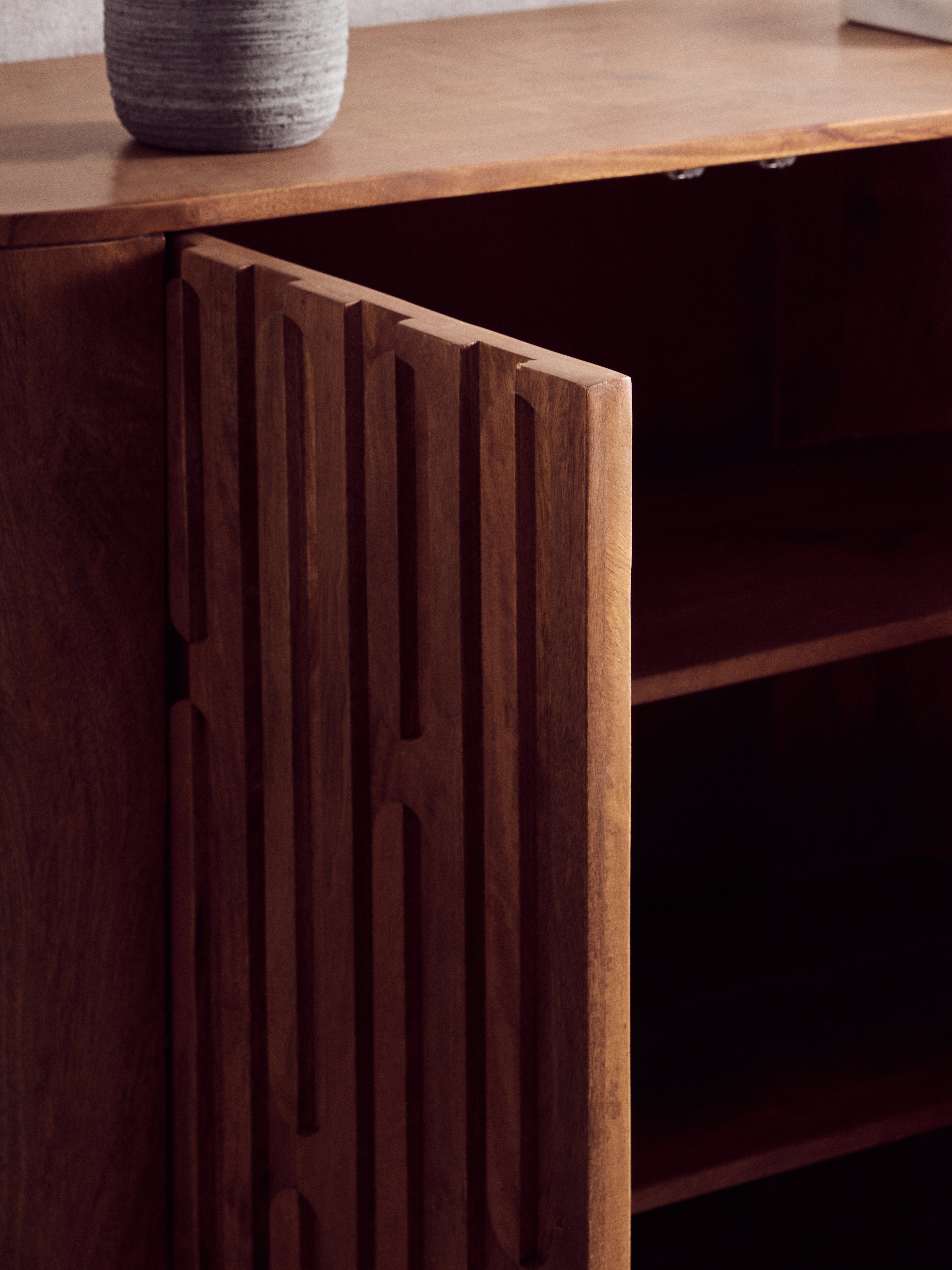 Chiara Carved Brown Mango Wood Cabinet